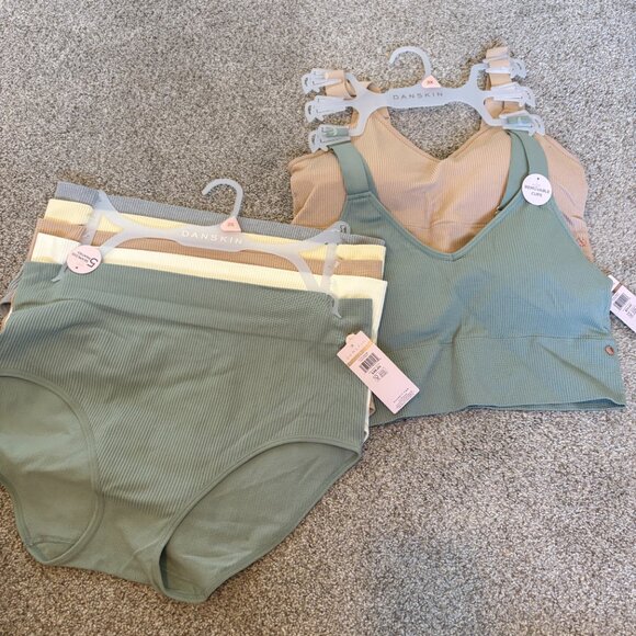 DANSKIN Intimates Underwear Set & Bra Bralette Ribbed Plus Size 2X NEW - Picture 1 of 10